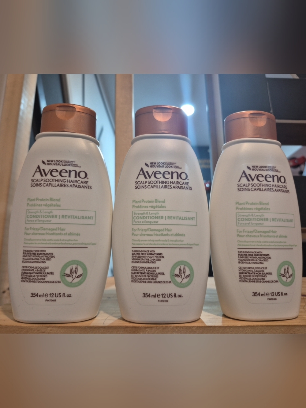 Lot Of 3 Aveeno Plant Protein Blend Strength & Length Conditioner. Frizzy Hair